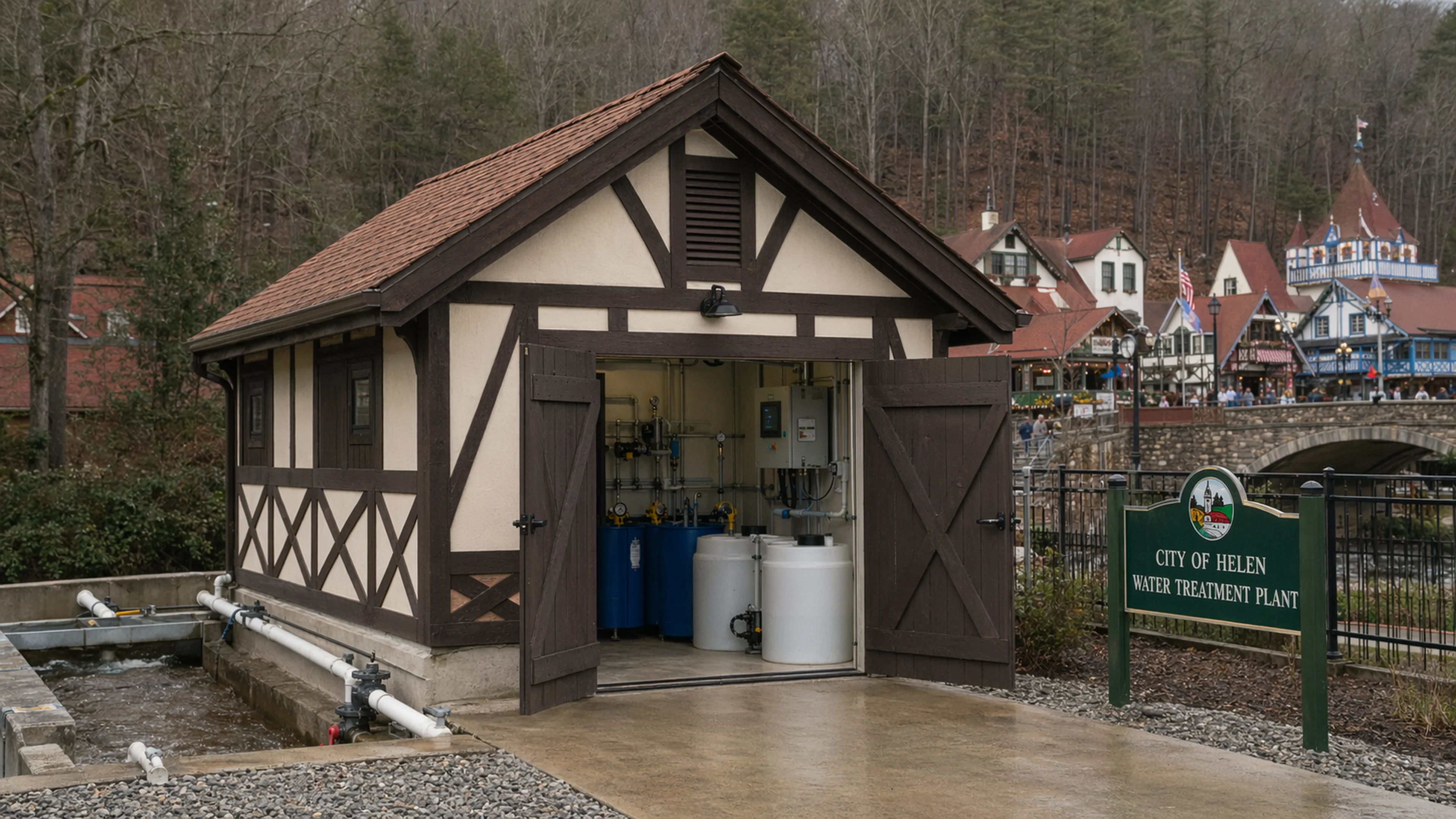 The Gypsum Feed Systems Building Will Have The Alpine Look: A Forty-Year Mandate Extends To A Chemical-Dosing Shed
