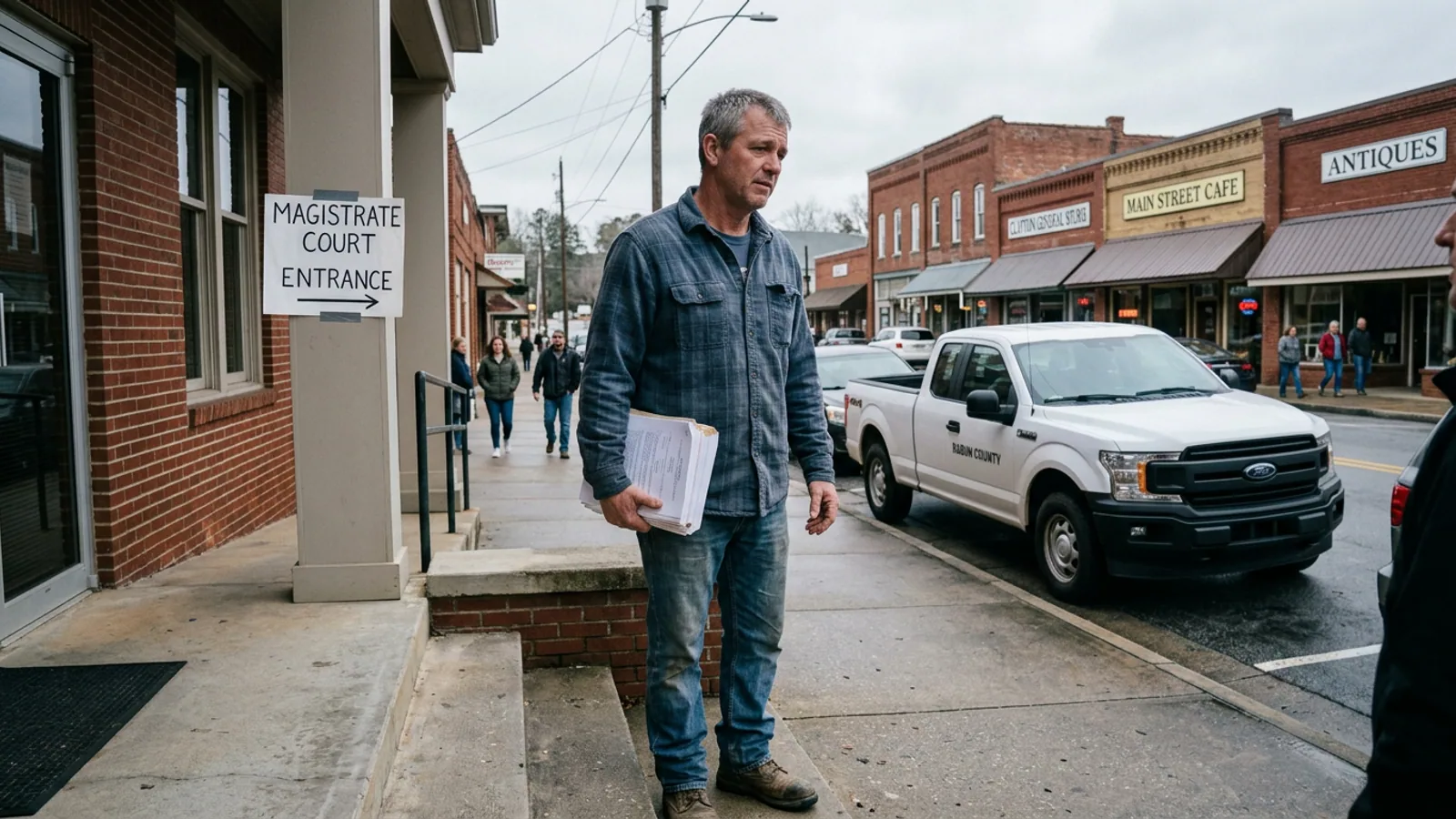 Randall Pruitt's service truck, photographed at a Lakemont job site Tuesday. The leaf blower in the truck bed is a Husqvarna 580BTS, rated at 98 decibels at the operator's ear. (Photo: Bavarian Brainrot / Margaret Holcomb)