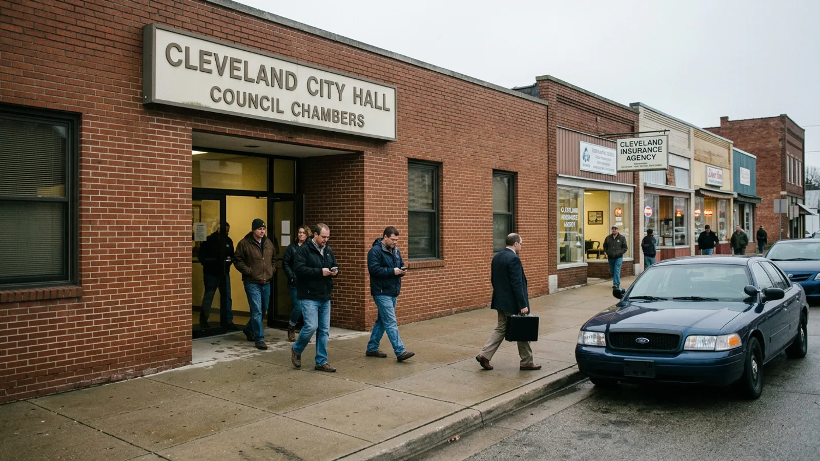 The Cleveland City Council chamber, Tuesday evening. Item 9(d) is, to the council’s evident relief, behind them. (Photo: Bavarian Brainrot / Margaret Holcomb)