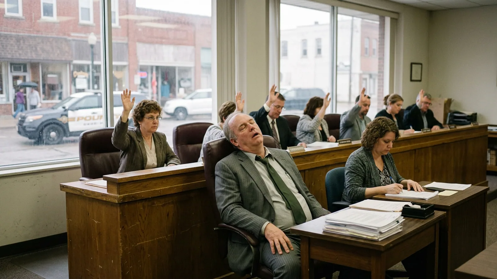 Cleveland City Hall, Friday morning. The re-vote is scheduled for 7:00 p.m. Monday, March 9. (Photo: Bavarian Brainrot / Margaret Holcomb)