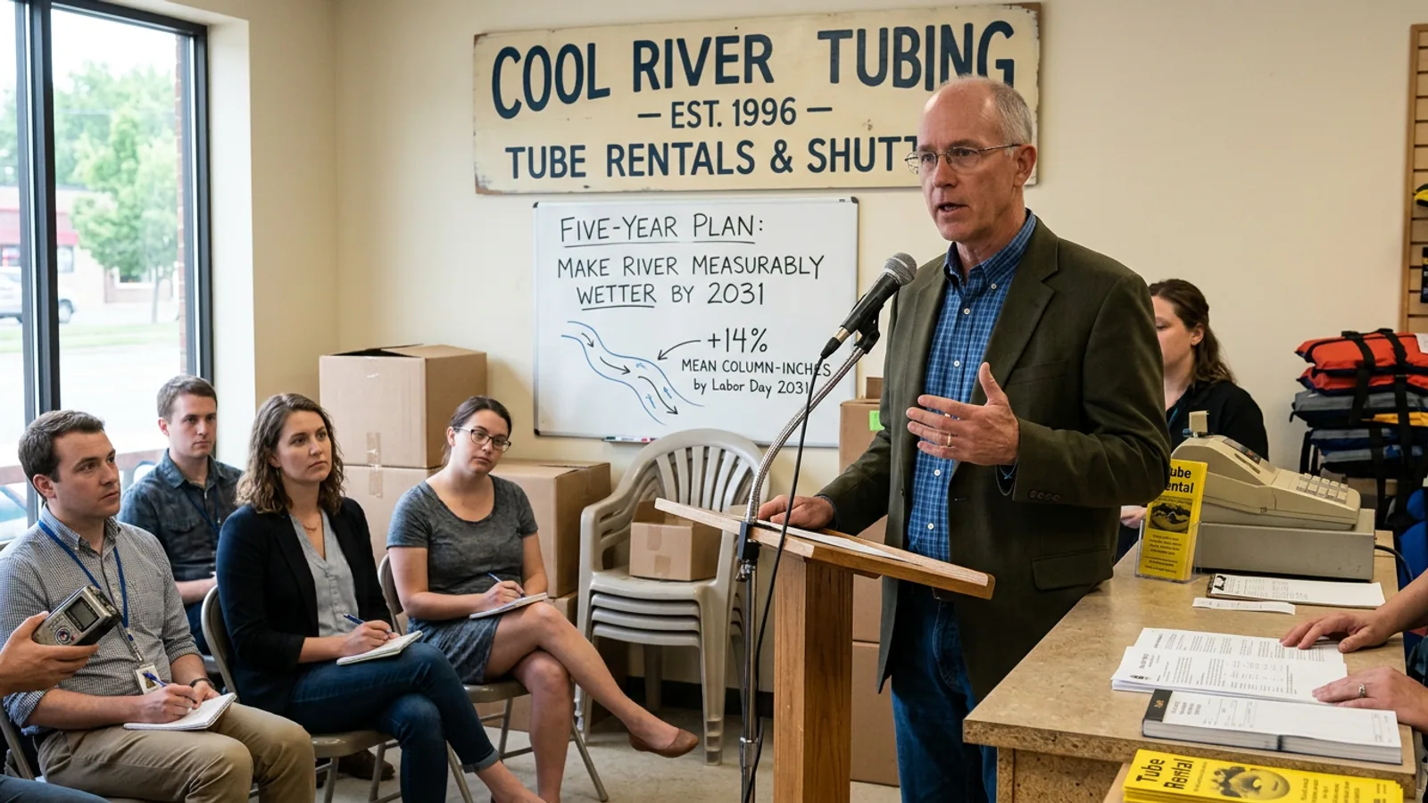 The Cool River Tubing dispatch booth on Edelweiss Strasse, Tuesday morning. (Photo: Bavarian Brainrot / Tasha Pemberton)