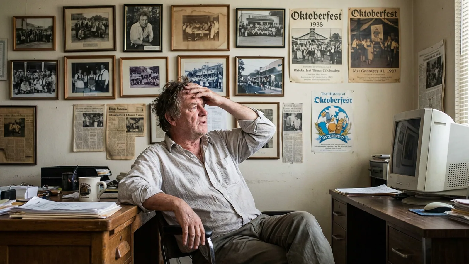 Program archive, Helen Chamber of Commerce, 1970 through 2025. The 1970 program, top left, describes its event as the 'First Annual Oktoberfest in Helen, Georgia.' The 2025 program, bottom right, describes its event as the '55th Annual Oktoberfest.' The arithmetic is not difficult. (Photo: Bavarian Brainrot / Edmund Crowe)