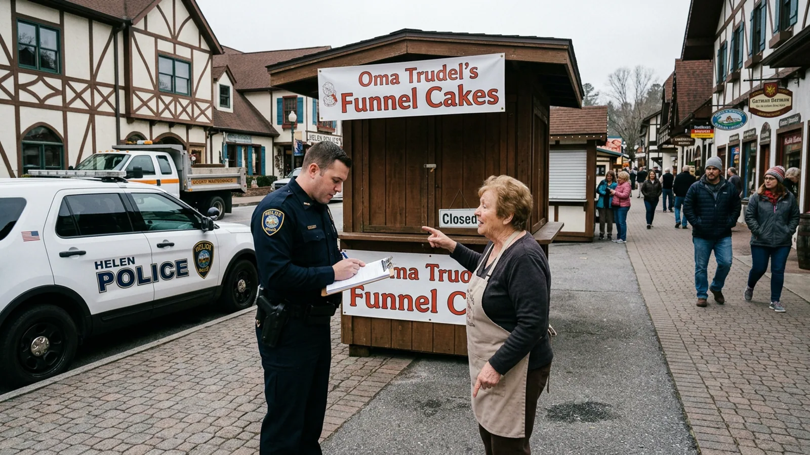 The Festhalle concession area, Thursday morning. The seven reported thefts occurred at stands along this corridor between March 2 and March 11. (Photo: Bavarian Brainrot / Connor McAllister)