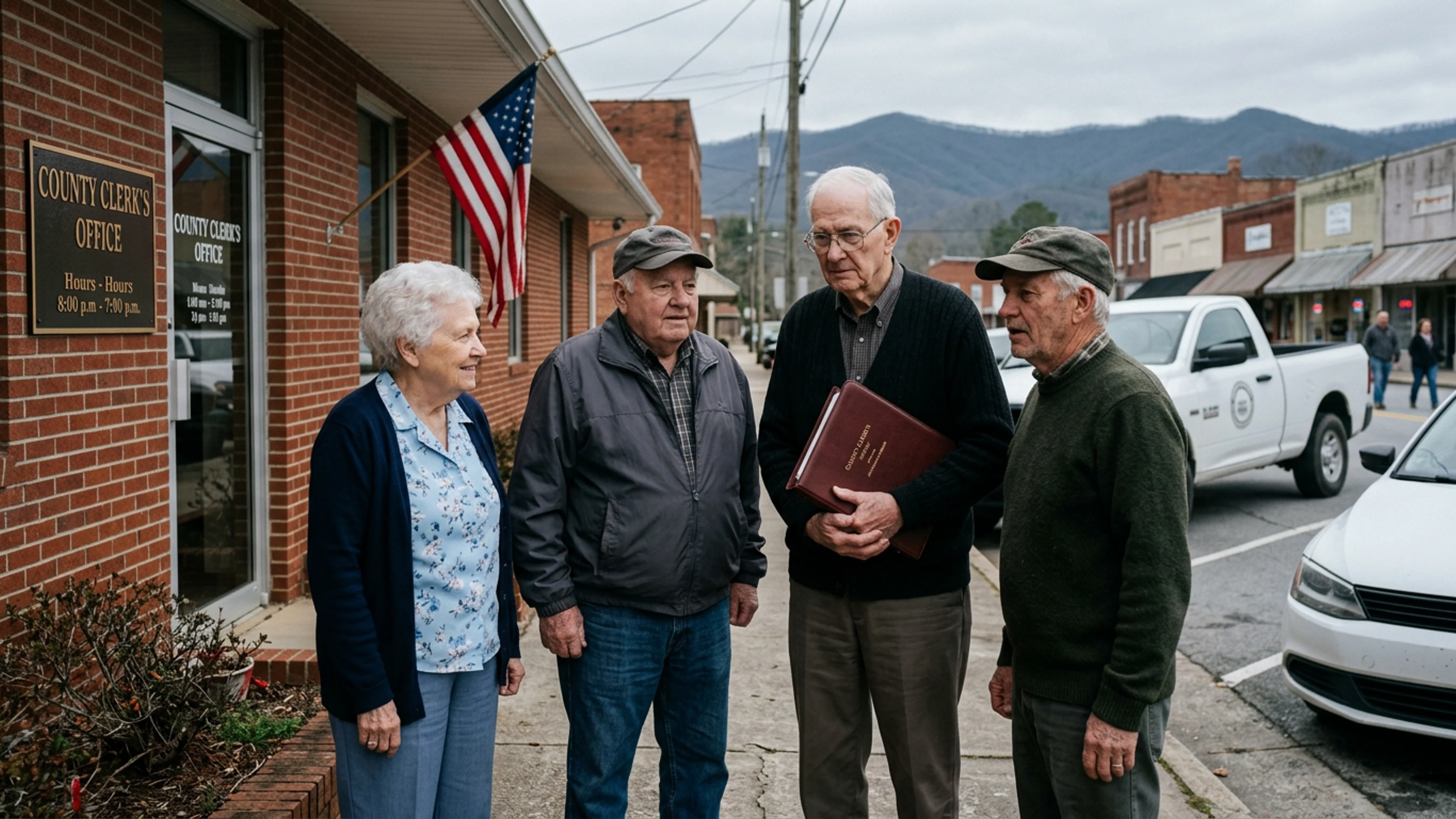 The three-ring binder, titled in a 28-point serif font and with a maroon leatherette cover, photographed on the front counter of the White County Clerk's office, Wednesday afternoon. Clerk Carolyn Redwine is not pictured; she declined to be photographed with the document. (Photo: Bavarian Brainrot / Margaret Holcomb)