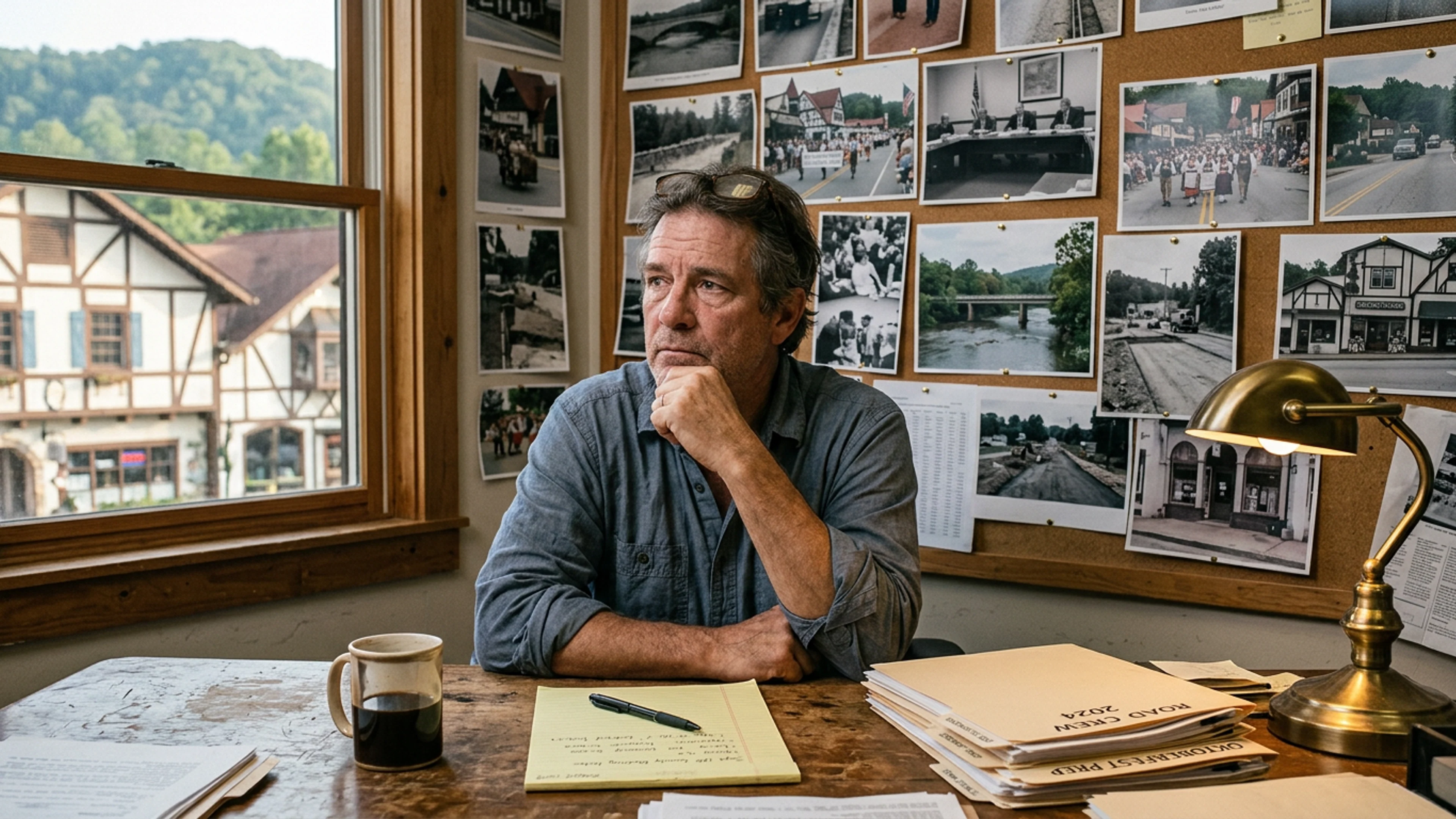 The re-surfaced approach span of the Robertstown Road bridge at 12:14 p.m. Thursday, August 7, 2025, approximately two hours after completion and one hour after opening to passenger traffic. Three vehicles — a sedan, a pickup, and a small unoccupied utility trailer — are in the frame. The surface gleams. (Photo: Bavarian Brainrot / Edmund Crowe, from the archives)