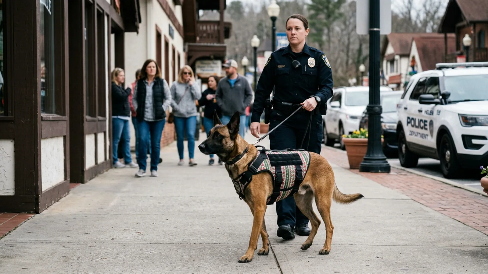 Officer Gretel at a training exercise, February 19. The new dirndl-pattern vest will be worn for parade and ceremonial appearances only. (Photo: Bavarian Brainrot / Connor McAllister)
