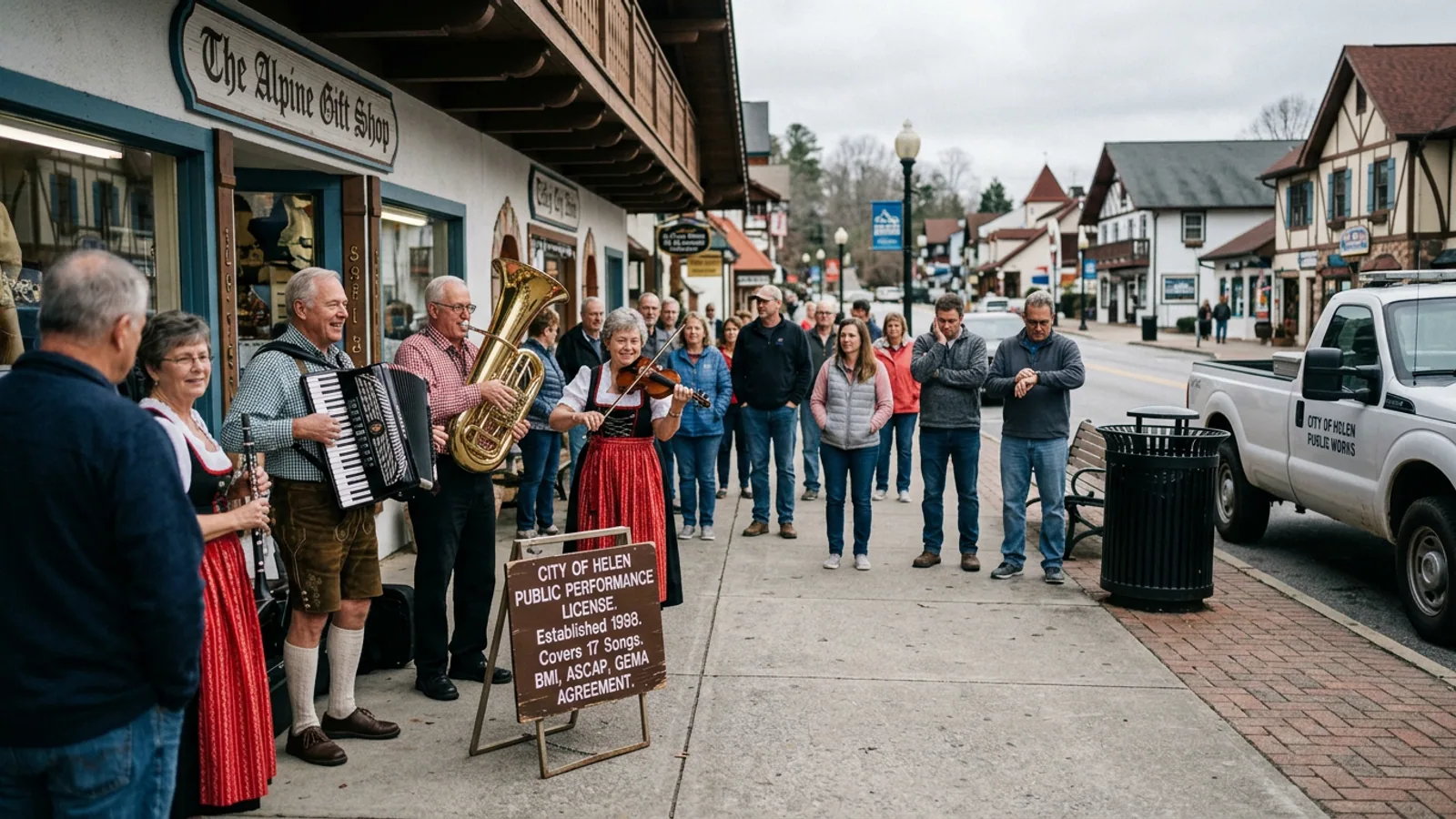 A polka ensemble performing on the Bruckenstrasse promenade during the 2025 October Fest season. (Photo: Bavarian Brainrot / Dr. Wilhelm Brüning)