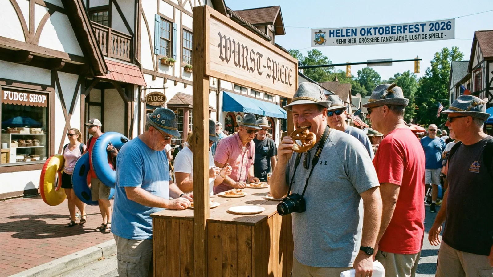 The Festhalle's east side Games Annex at 2:47 p.m. Saturday. The sign above the door reads 'GAMES.' No further information is offered. (Photo: Bavarian Brainrot / Kaitlyn Reese-Brockman)