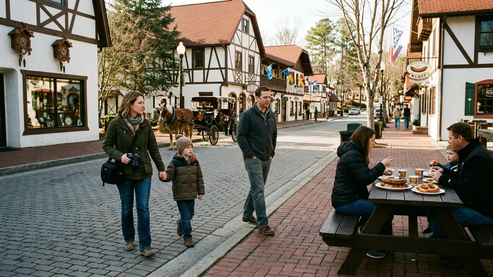 Bruckenstrasse at 9:04 a.m. on a 58-degree Tuesday morning. The pretzel cart is already producing. (Photo: Bavarian Brainrot / Romi Fitzgerald)