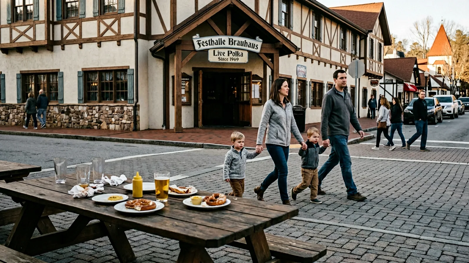 The Festhalle stage at 8:12 p.m. on a Saturday in February. The tuba player is to the right. (Photo: Bavarian Brainrot / Romi Fitzgerald)