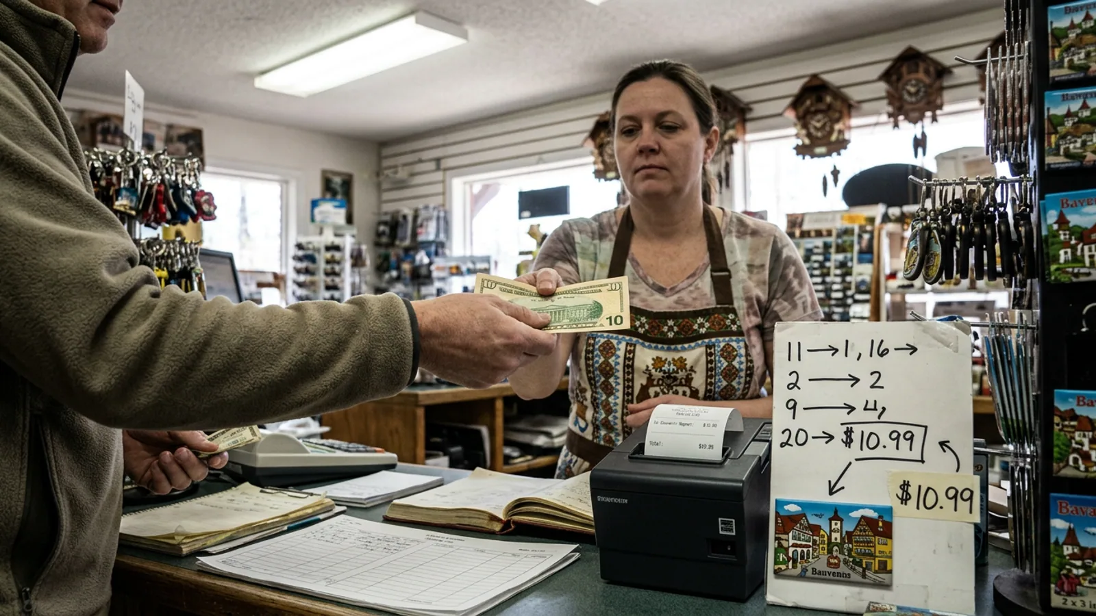 A typical Bruckenstrasse souvenir-shop magnet display, Friday morning. (Photo: Bavarian Brainrot / Tasha Pemberton)