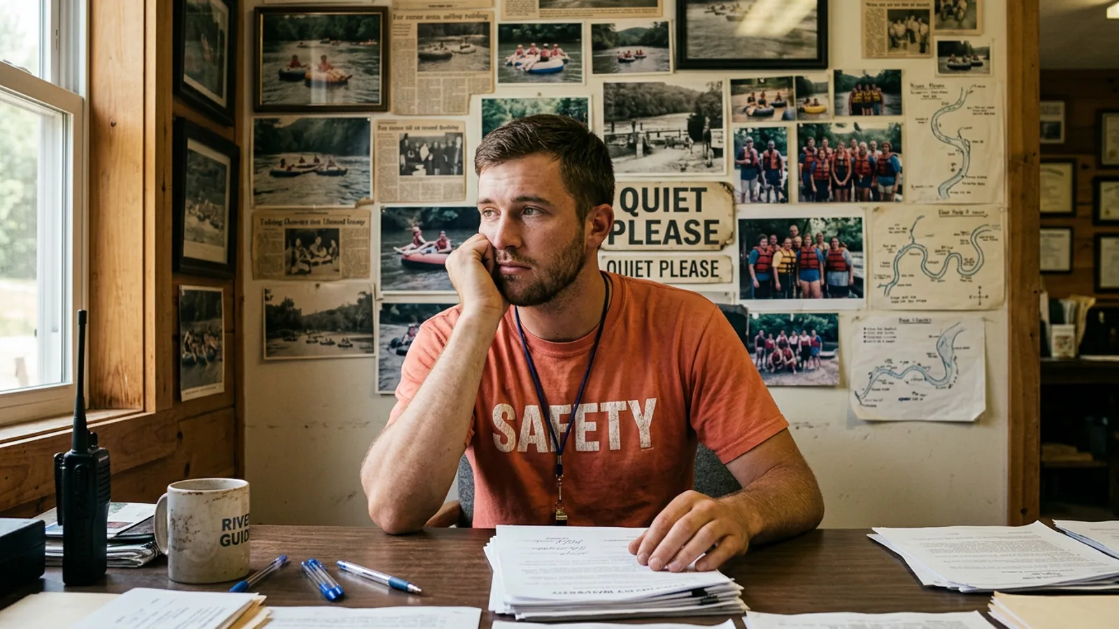 The Cool River Tubing safety briefing, Saturday morning. (Photo: Bavarian Brainrot / Chad)