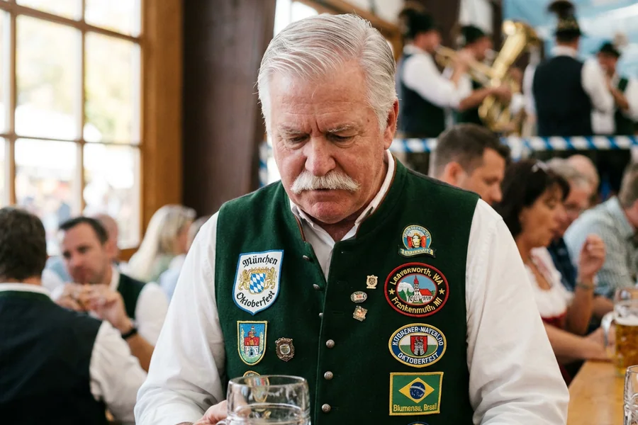 The Global Veteran: a white man in his mid-60s, meticulously curated 