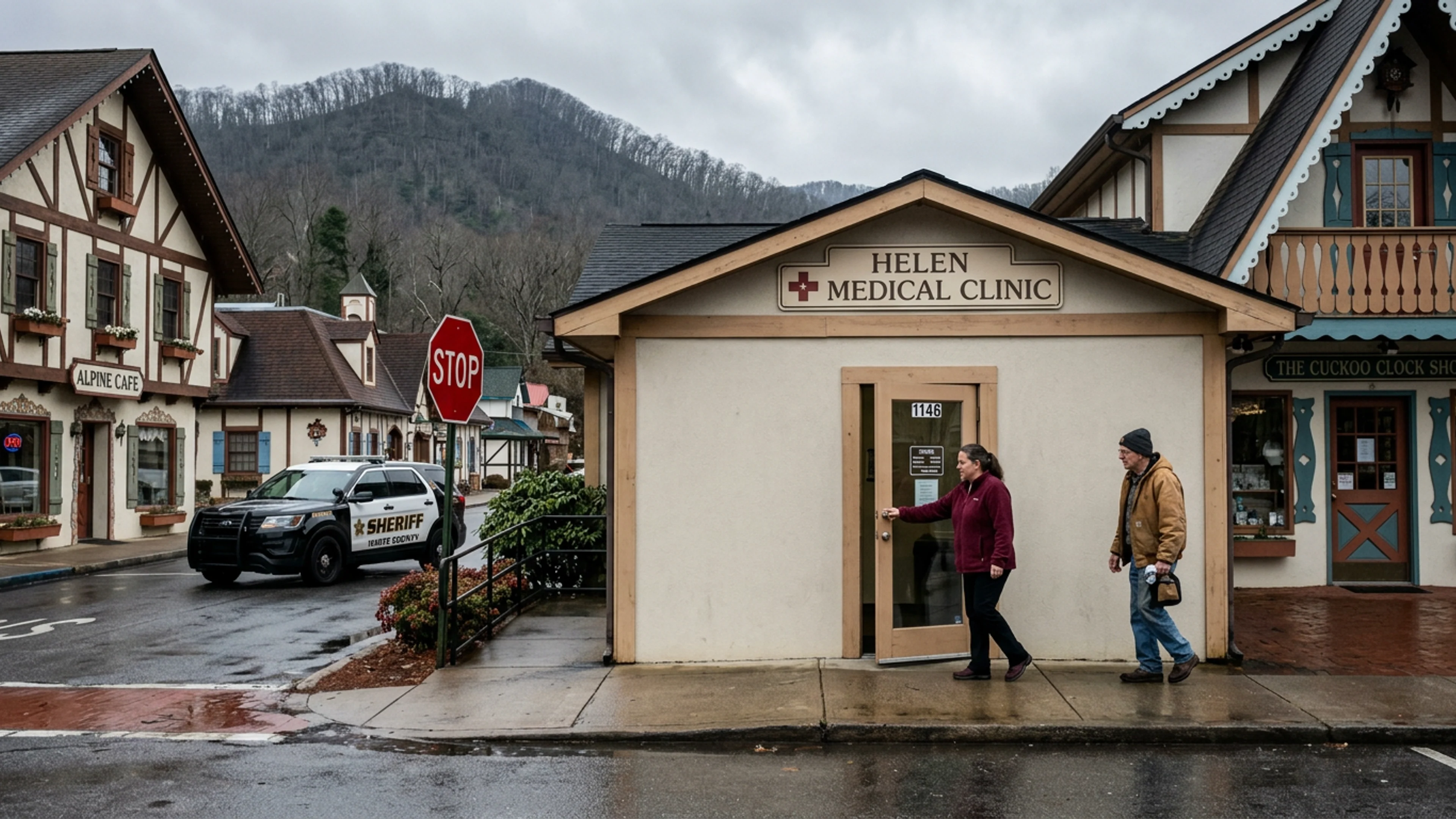 Helen Family Medicine Clinic Director Emogene Hyde in the clinic's back office, Thursday afternoon, examining the clinic's 'Affiliations & Memberships' file folder. The folder contains, per Ms. Hyde's subsequent confirmation, seven documents, none of which reference the World Health Organization. (Photo: Bavarian Brainrot / Margaret Holcomb)