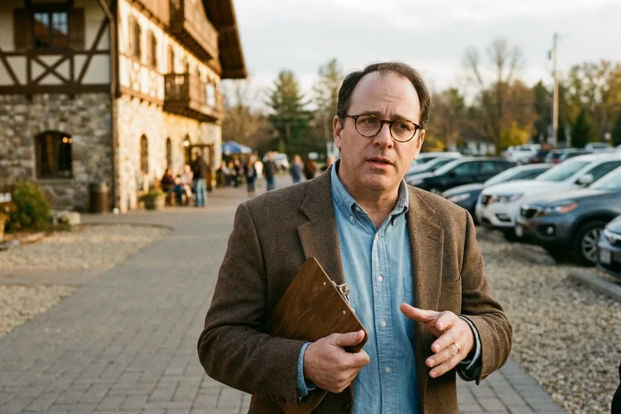 Don Westfall on the Festhalle walkway, Saturday at 3:58 p.m.